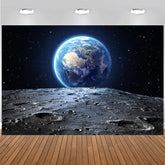 Hnmdmyi 7x5FT Space Backdrop Universe Outer Space Earth Moon Surface Planet Stars Photography Background Kids Boys Girls Birthday Party Decorations Banner Photo Booth Props